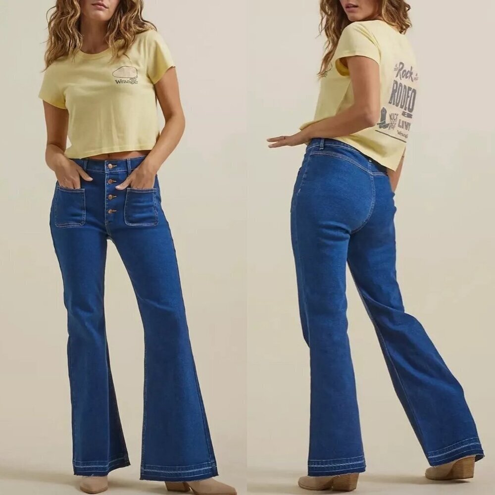 NWT New Wrangler High Rise Fierce Flare Jeans Size 32 x 33 US 16